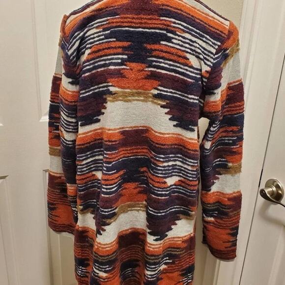 LUCKY Brand Women’s Sweater Cardigan Open Front Waterfall Aztec Cotton plus size - Picture 9 of 10
